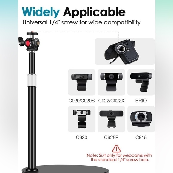 Webcam Tripod Stand for Desk:Logitech Brio | C920 | C922 Height/Angle Adjustable - Picture 5 of 10